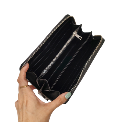 CROCODILE BACK LEG LEATHER LONG MEDIUM ZIPPED WALLET : CW01BLMY