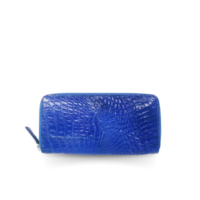 CROCODILE BACK LEG LEATHER LONG SMALL ZIPPED WALLET : CW01BLSAY