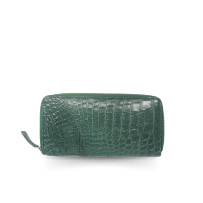 CROCODILE BACK LEG LEATHER LONG SMALL ZIPPED WALLET : CW01BLSAY