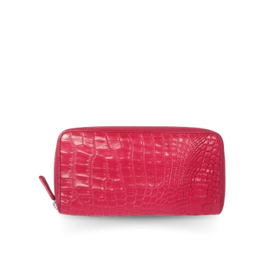 CROCODILE BACK LEG LEATHER LONG SMALL ZIPPED WALLET : CW01BLSAY