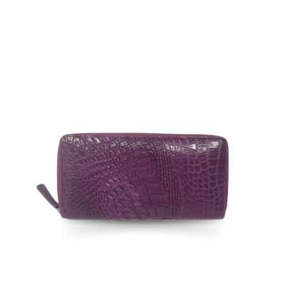 CROCODILE BACK LEG LEATHER LONG SMALL ZIPPED WALLET : CW01BLSAY