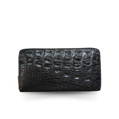 CW01BS-L : CROCODILE BACK BELLY LEATHER LONG LARGE ZIPPED WALLET