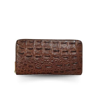 CW01BS-L : CROCODILE BACK BELLY LEATHER LONG LARGE ZIPPED WALLET