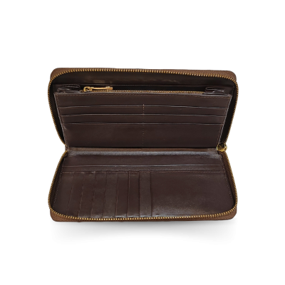 CW01BS-L : CROCODILE BACK BELLY LEATHER LONG LARGE ZIPPED WALLET