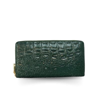 CW01BS-L : CROCODILE BACK BELLY LEATHER LONG LARGE ZIPPED WALLET