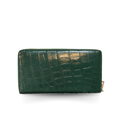 CW01BS-L : CROCODILE BACK BELLY LEATHER LONG LARGE ZIPPED WALLET