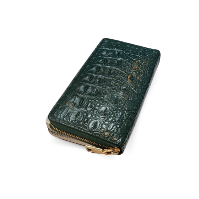 CW01BS-L : CROCODILE BACK BELLY LEATHER LONG LARGE ZIPPED WALLET