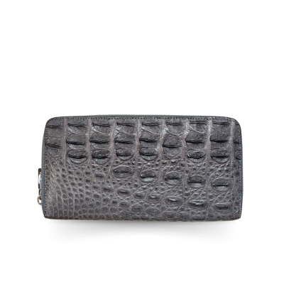 CW01BS-L : CROCODILE BACK BELLY LEATHER LONG LARGE ZIPPED WALLET