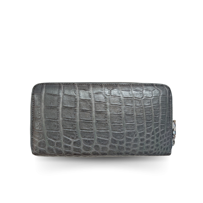 CW01BS-L : CROCODILE BACK BELLY LEATHER LONG LARGE ZIPPED WALLET