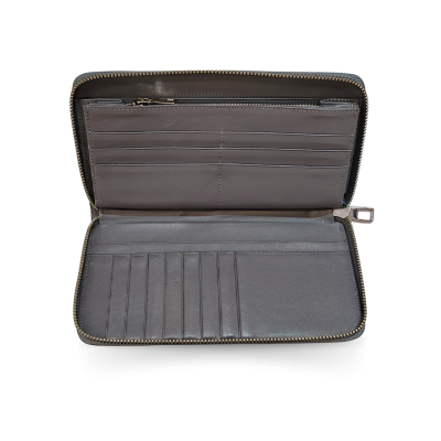 CW01BS-L : CROCODILE BACK BELLY LEATHER LONG LARGE ZIPPED WALLET