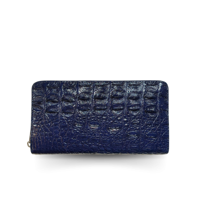 CW01BS-L : CROCODILE BACK BELLY LEATHER LONG LARGE ZIPPED WALLET