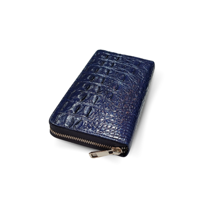 CW01BS-L : CROCODILE BACK BELLY LEATHER LONG LARGE ZIPPED WALLET
