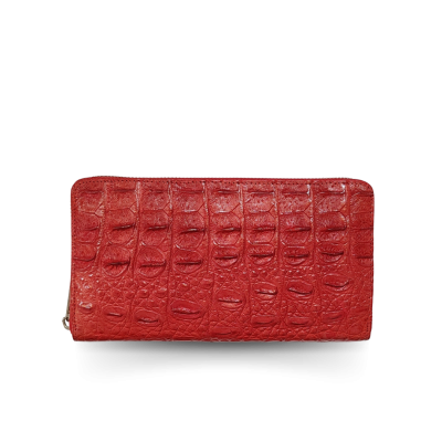 CW01BS-L : CROCODILE BACK BELLY LEATHER LONG LARGE ZIPPED WALLET