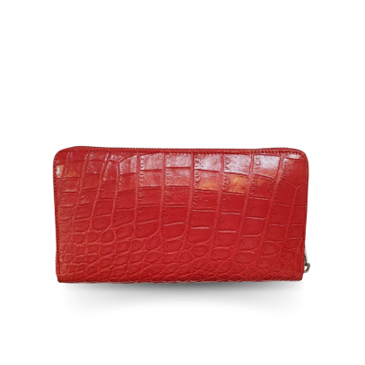 CW01BS-L : CROCODILE BACK BELLY LEATHER LONG LARGE ZIPPED WALLET