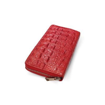 CW01BS-L : CROCODILE BACK BELLY LEATHER LONG LARGE ZIPPED WALLET