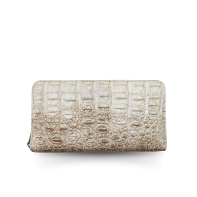 CW01BS-L : CROCODILE BACK BELLY LEATHER LONG LARGE ZIPPED WALLET