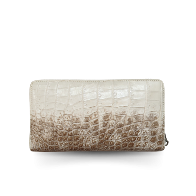 CW01BS-L : CROCODILE BACK BELLY LEATHER LONG LARGE ZIPPED WALLET