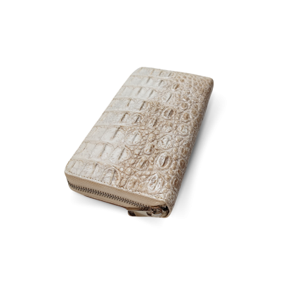 CW01BS-L : CROCODILE BACK BELLY LEATHER LONG LARGE ZIPPED WALLET