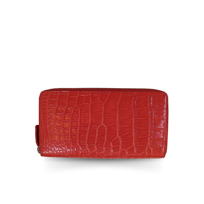 CROCODILE BACK BELLY LEATHER LONG MEDIUM ZIPPED WALLET : CW01BSMAY