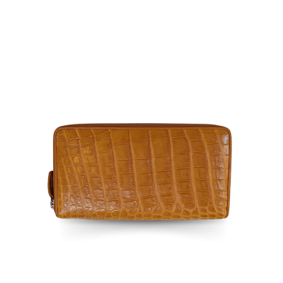 CROCODILE BACK BELLY LEATHER LONG MEDIUM ZIPPED WALLET : CW01BSMAY