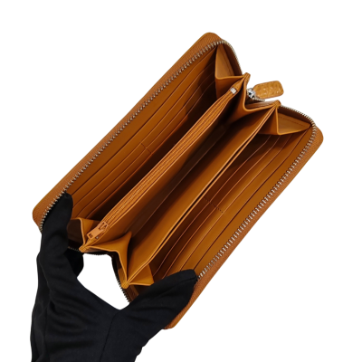 CROCODILE BACK BELLY LEATHER LONG MEDIUM ZIPPED WALLET : CW01BSMAY