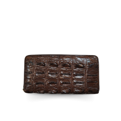 CROCODILE BACK BELLY LEATHER LONG MEDIUM ZIPPED WALLET : CW01BSMY