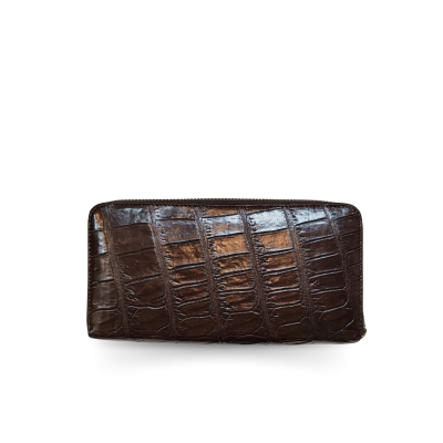 CROCODILE BACK BELLY LEATHER LONG MEDIUM ZIPPED WALLET : CW01BSMY