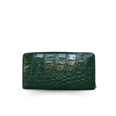 CROCODILE BACK BELLY LEATHER LONG MEDIUM ZIPPED WALLET : CW01BSMY