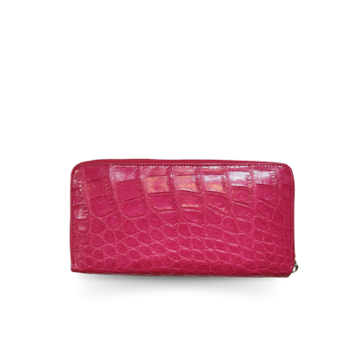 CROCODILE BACK BELLY LEATHER LONG MEDIUM ZIPPED WALLET : CW01BSMY