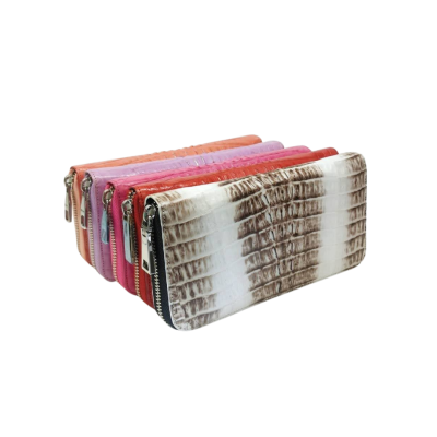 CROCODILE TAIL LEATHER LONG MEDIUM ZIPPED WALLET : CW01BTMMX