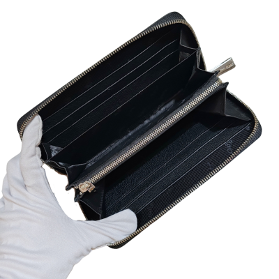 CROCODILE TAIL LEATHER LONG MEDIUM ZIPPED WALLET : CW01BTMR