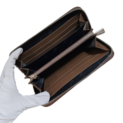 CROCODILE TAIL LEATHER LONG MEDIUM ZIPPED WALLET : CW01BTMR