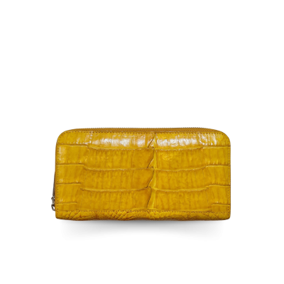 CW01BT-M-R | GENUINE CROCODILE TAIL LEATHER LONG MEDIUM ZIP WALLET