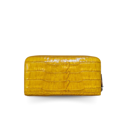 CW01BT-M-R | GENUINE CROCODILE TAIL LEATHER LONG MEDIUM ZIP WALLET