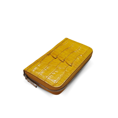 CW01BT-M-R | GENUINE CROCODILE TAIL LEATHER LONG MEDIUM ZIP WALLET