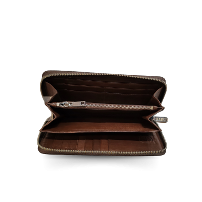 CROCODILE TAIL LEATHER LONG MEDIUM ZIPPED WALLET : CW01BTMT