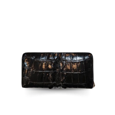 CROCODILE TAIL LEATHER LONG MEDIUM ZIPPED WALLET : CW01BTMY