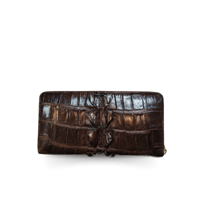 CROCODILE TAIL LEATHER LONG MEDIUM ZIPPED WALLET : CW01BTMY