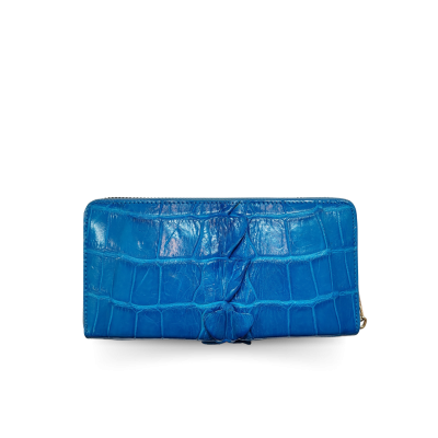 CROCODILE TAIL LEATHER LONG MEDIUM ZIPPED WALLET : CW01BTMY