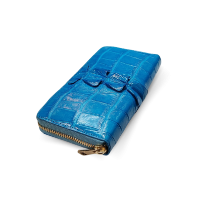 CROCODILE TAIL LEATHER LONG MEDIUM ZIPPED WALLET : CW01BTMY