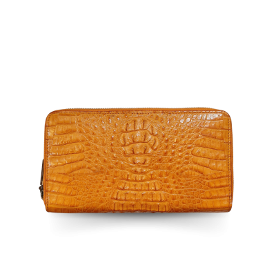 CW01HK-L-R : CROCODILE HORNBACK LEATHER LONG LARGE ZIPPED WALLET