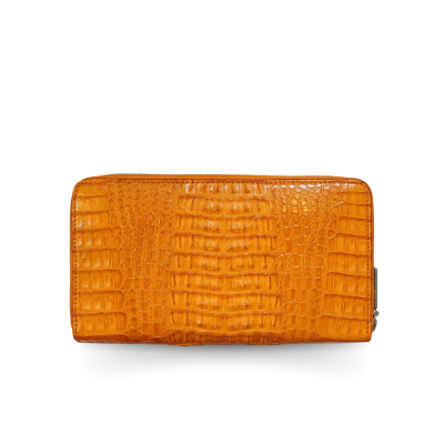 CW01HK-L-R : CROCODILE HORNBACK LEATHER LONG LARGE ZIPPED WALLET
