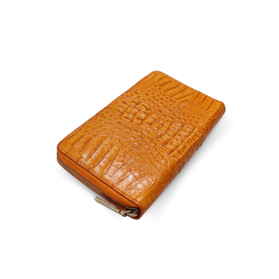 CW01HK-L-R : CROCODILE HORNBACK LEATHER LONG LARGE ZIPPED WALLET