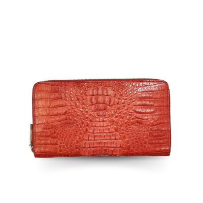 CW01HK-L-R : CROCODILE HORNBACK LEATHER LONG LARGE ZIPPED WALLET