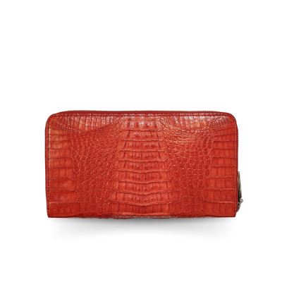 CW01HK-L-R : CROCODILE HORNBACK LEATHER LONG LARGE ZIPPED WALLET