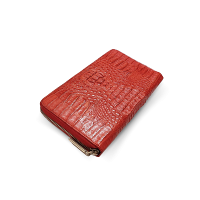 CW01HK-L-R : CROCODILE HORNBACK LEATHER LONG LARGE ZIPPED WALLET