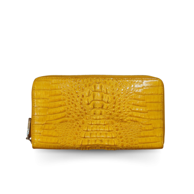 CW01HK-L-R : CROCODILE HORNBACK LEATHER LONG LARGE ZIPPED WALLET