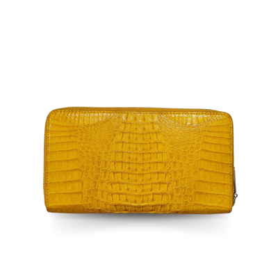 CW01HK-L-R : CROCODILE HORNBACK LEATHER LONG LARGE ZIPPED WALLET