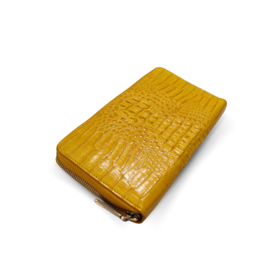 CW01HK-L-R : CROCODILE HORNBACK LEATHER LONG LARGE ZIPPED WALLET