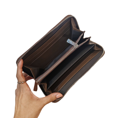 CROCODILE HORNBACK LEATHER LONG MEDIUM ZIPPED WALLET : CW01HKMR